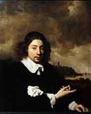 Self portrait against landscape background by Jan van Goyen